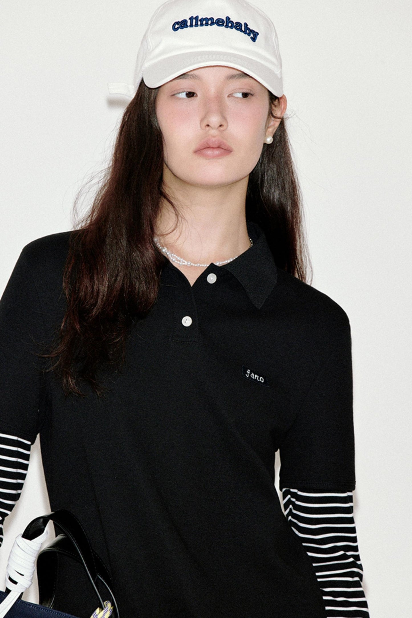 Retro Striped Polo Long-Sleeved Top