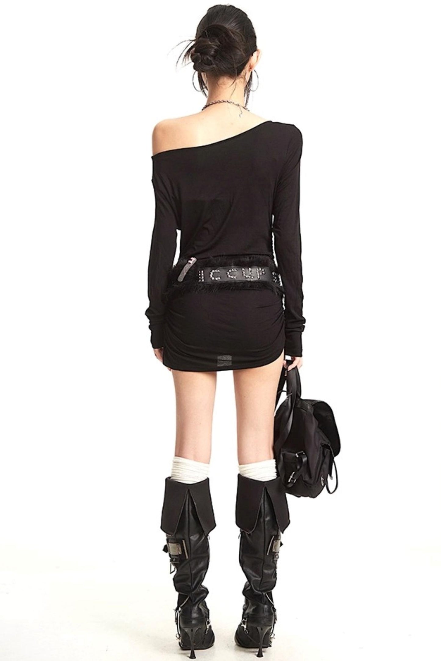 Slanted Shoulder Long Sleeve T-Shirt