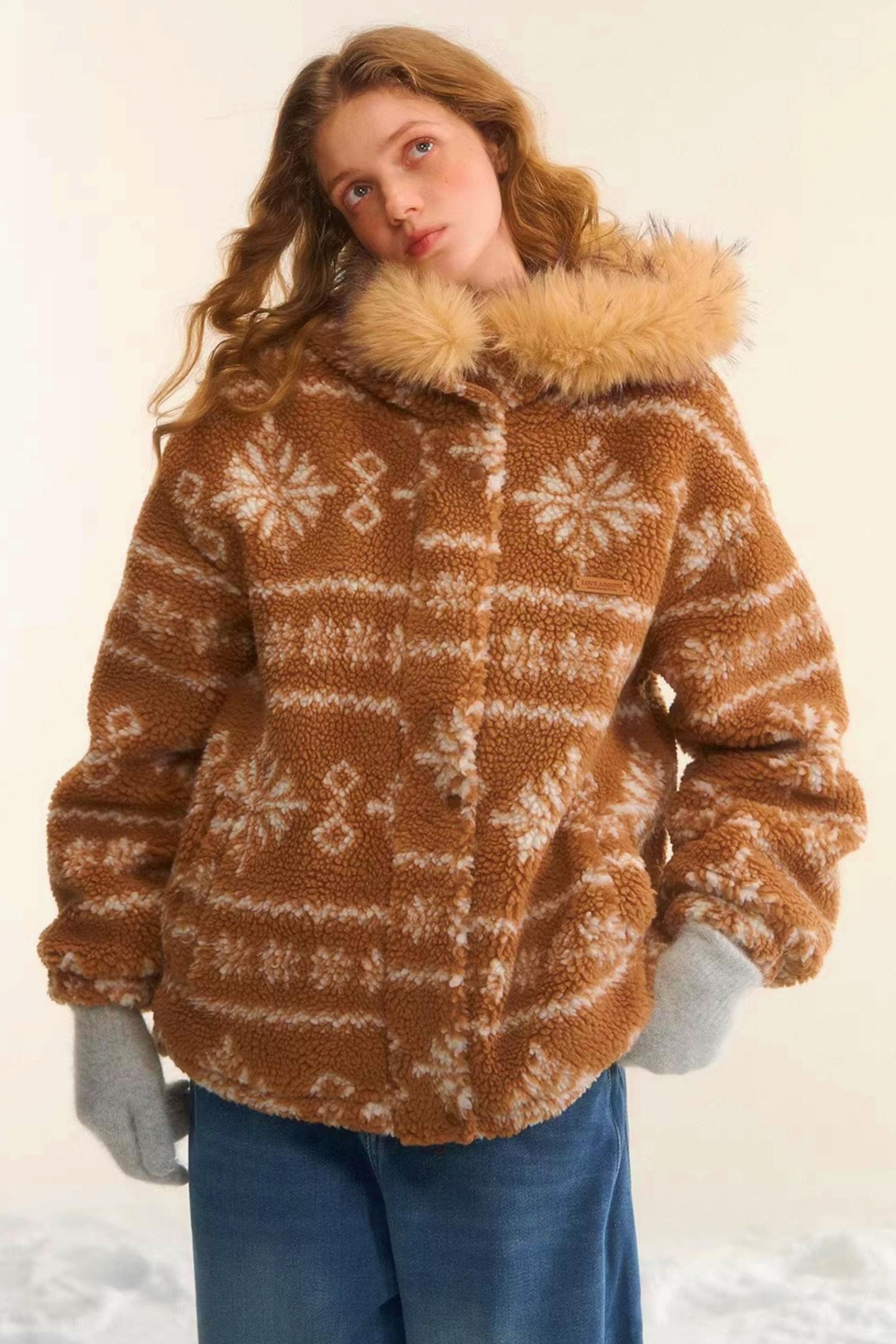 Fair Isle Fur Collar Jacket