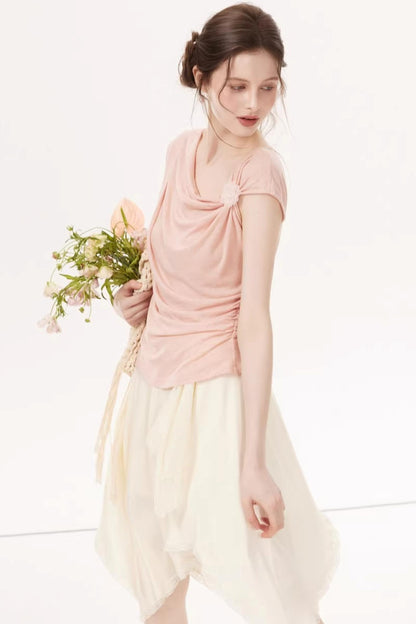 High-Elasticity Draped Knit Top