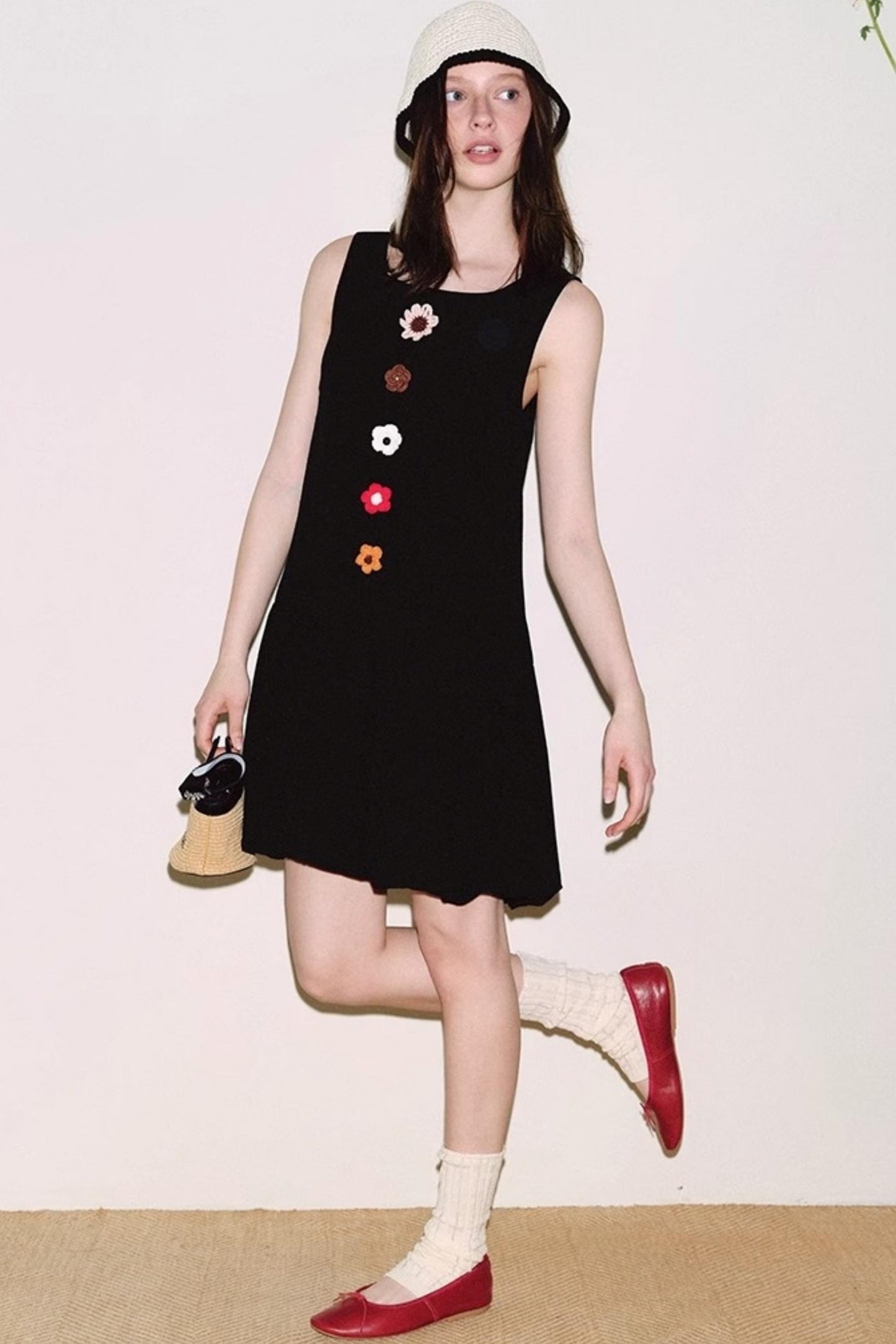 Breathable Linen Crochet Flower Dress