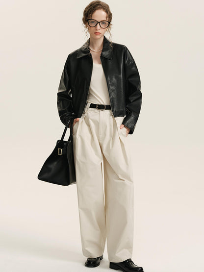 High Waist Pleated Suit Pants