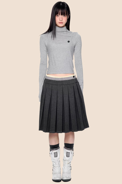 Plaid Patchwork Wool Skirt