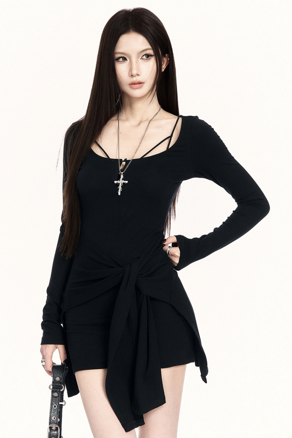 Knitted Waist-Cinching Bodycon Dress