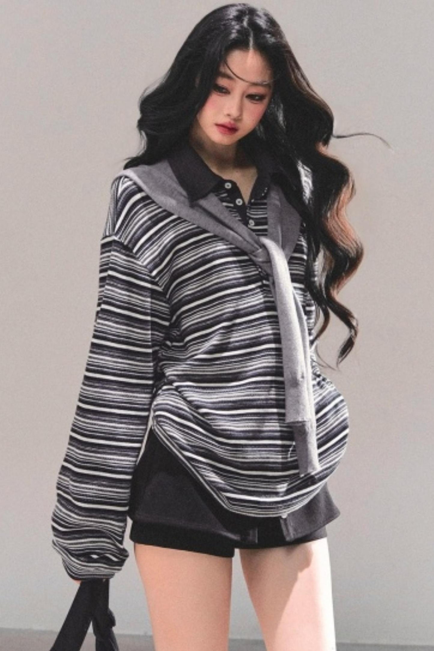 American Polo Neck Striped Top