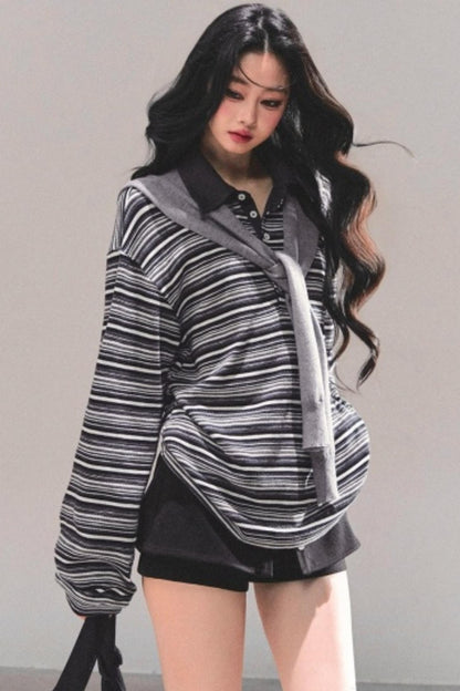 American Polo Neck Striped Top