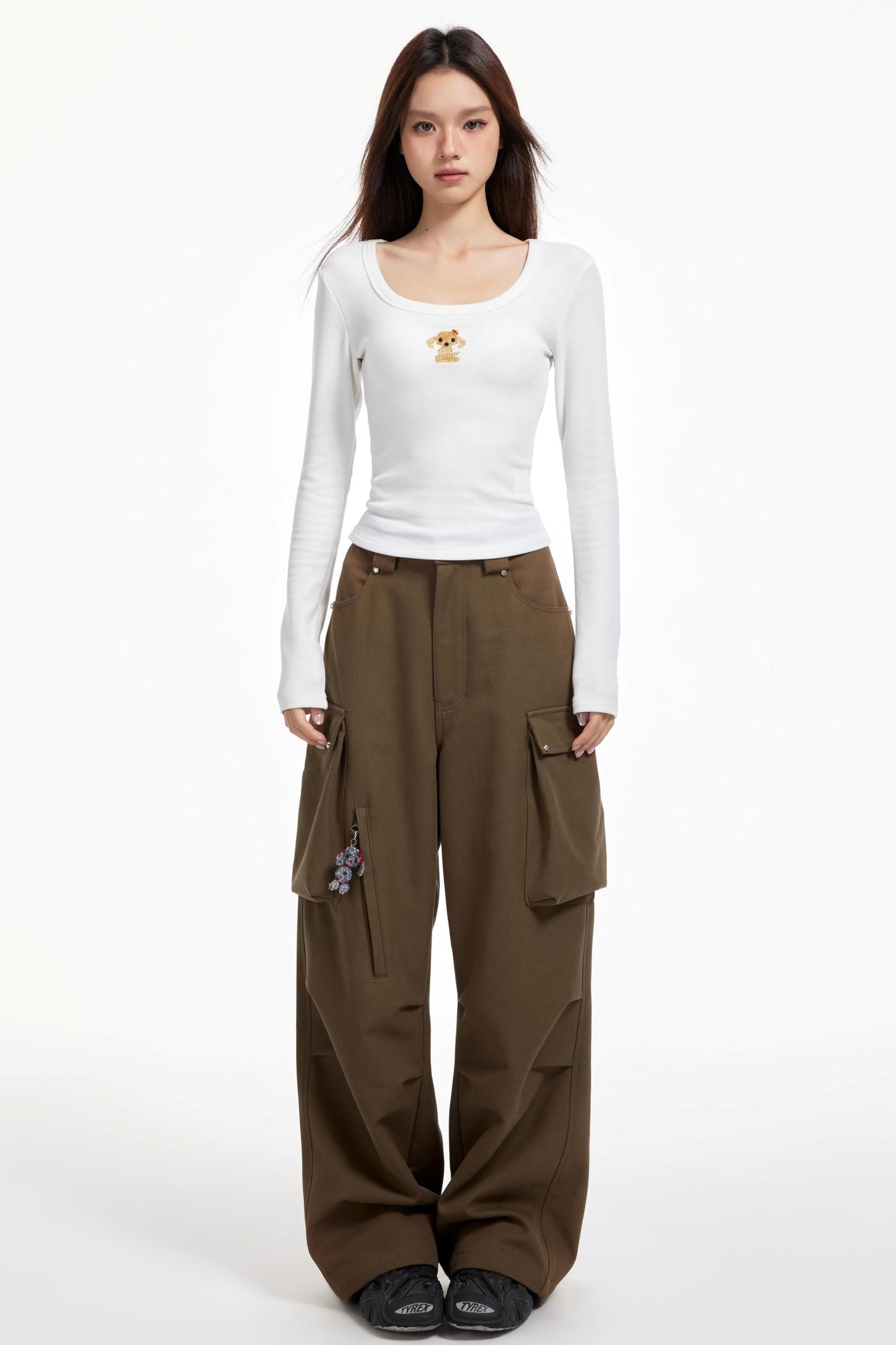 Slimming Square Neck Long Sleeve T-shirt