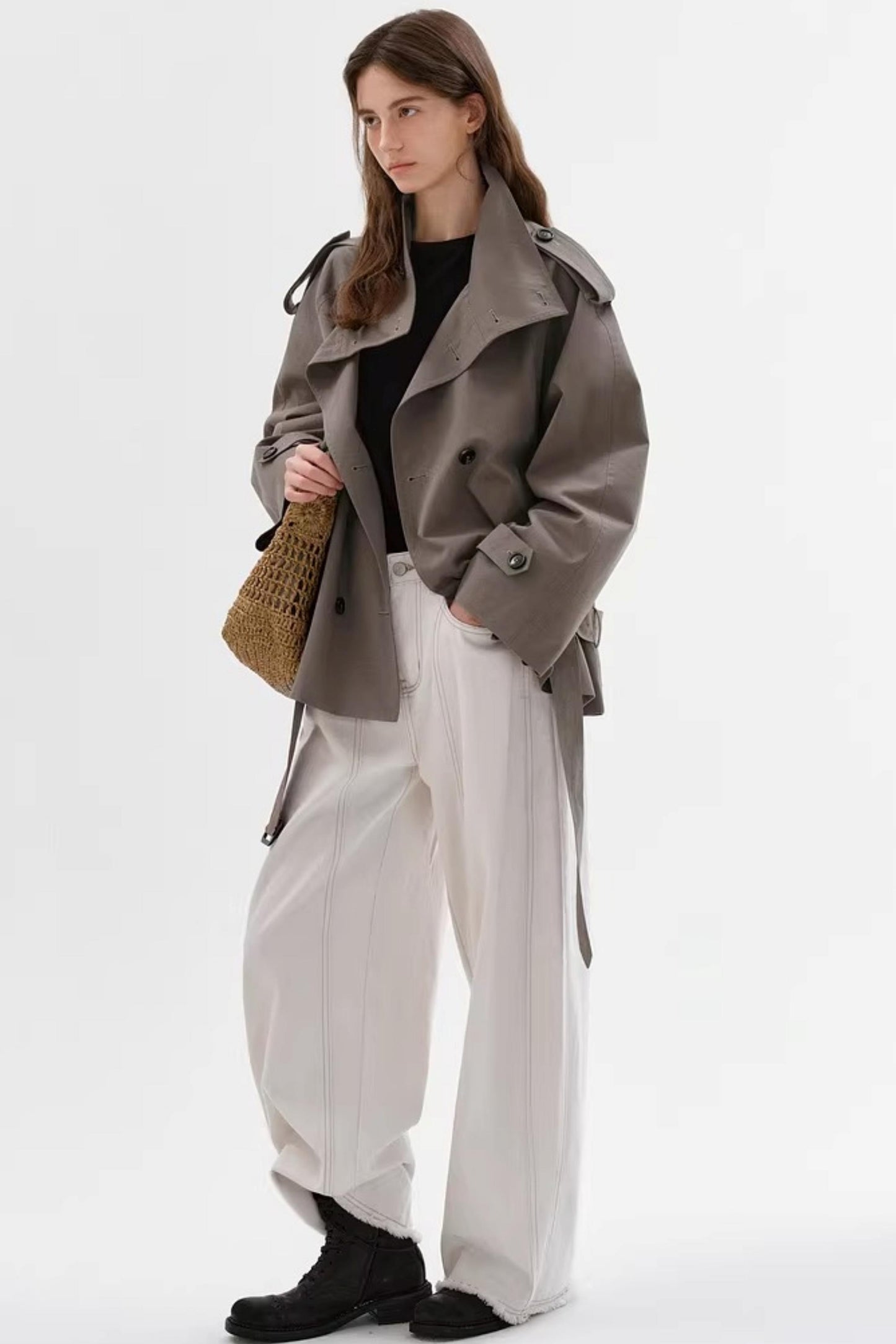 Minimalist Drape Wide-Leg Jeans