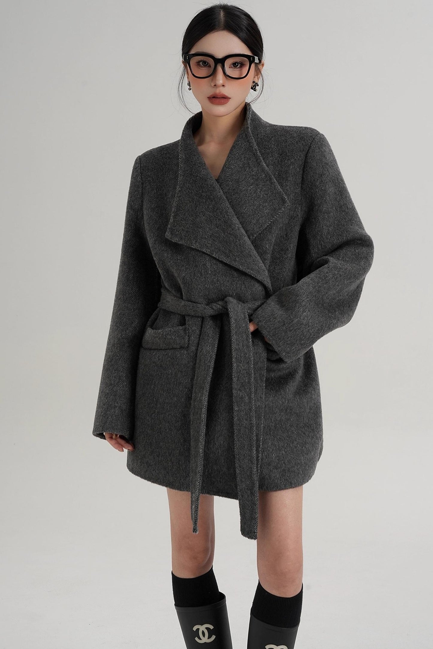 Elegant Wool Bathrobe Coat