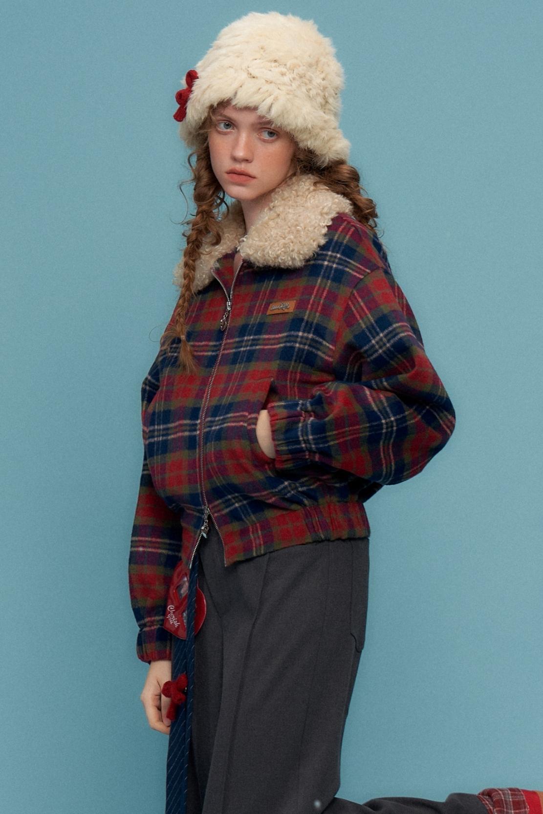 Retro Plaid Fleece Jacket