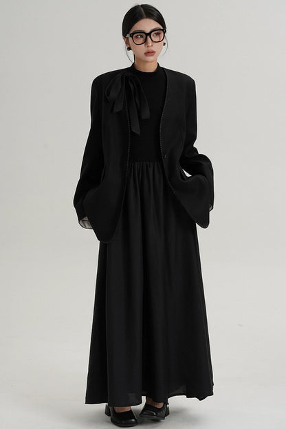 High-End Belted Long Sleeve Blazer