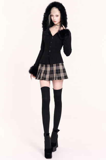 Detachable Fur Collar Hooded Top