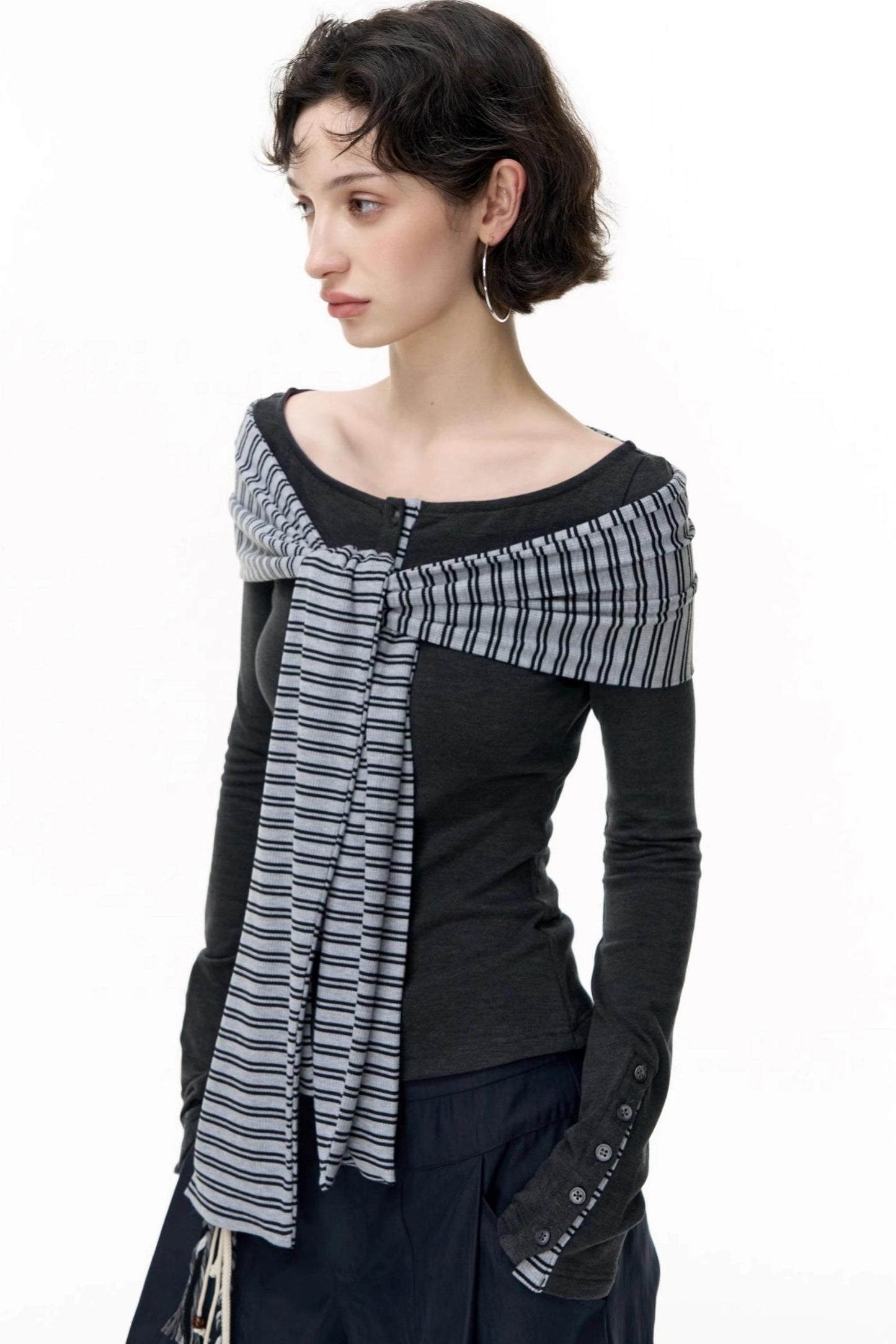 Off-the-Shoulder Striped Tops