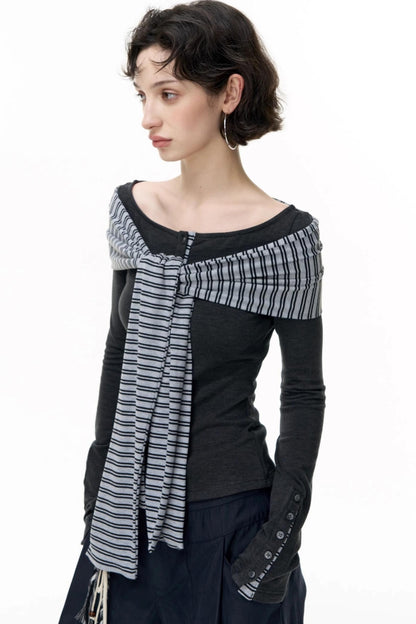 Off-the-Shoulder Striped Tops