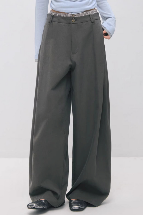 Double-Waistband Pleated Pants