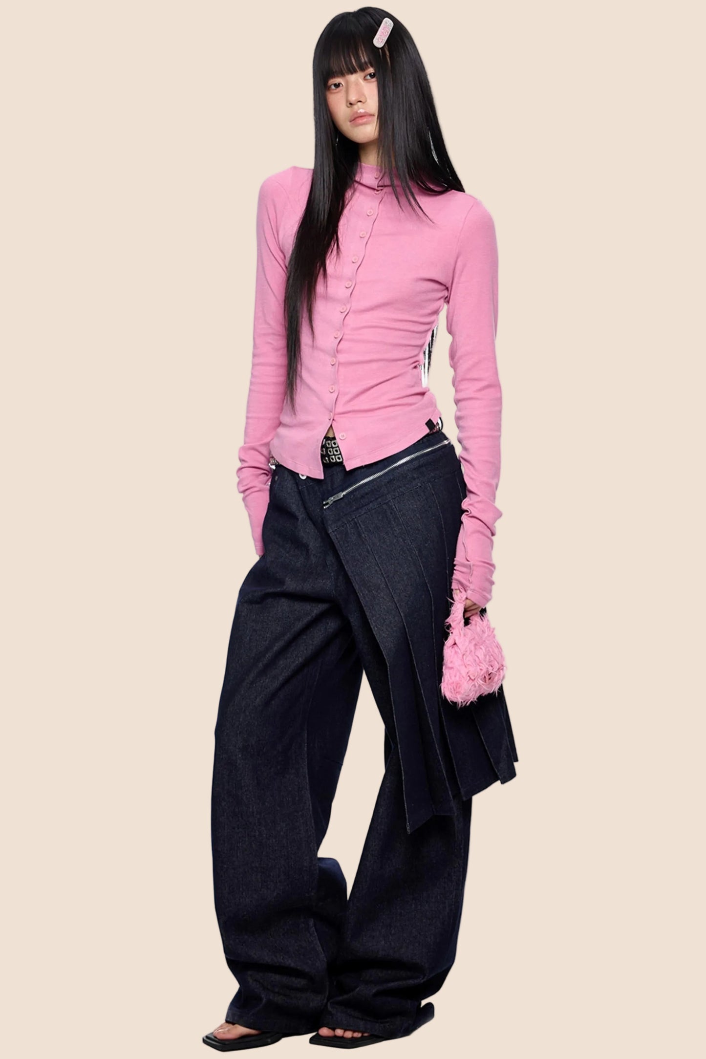 Lightweight Pleated Cardigan