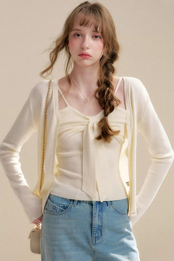 Romantic Wool Blend Cardigan Set-Up