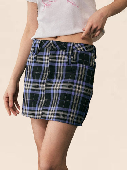 Retro Check A-Line Skirt