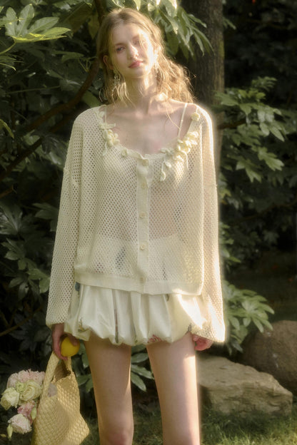 Galaxy Ice Silk Hollow Cardigan