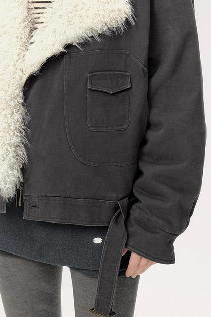 Retro Motorcycle Wind Fur Collar Jacket