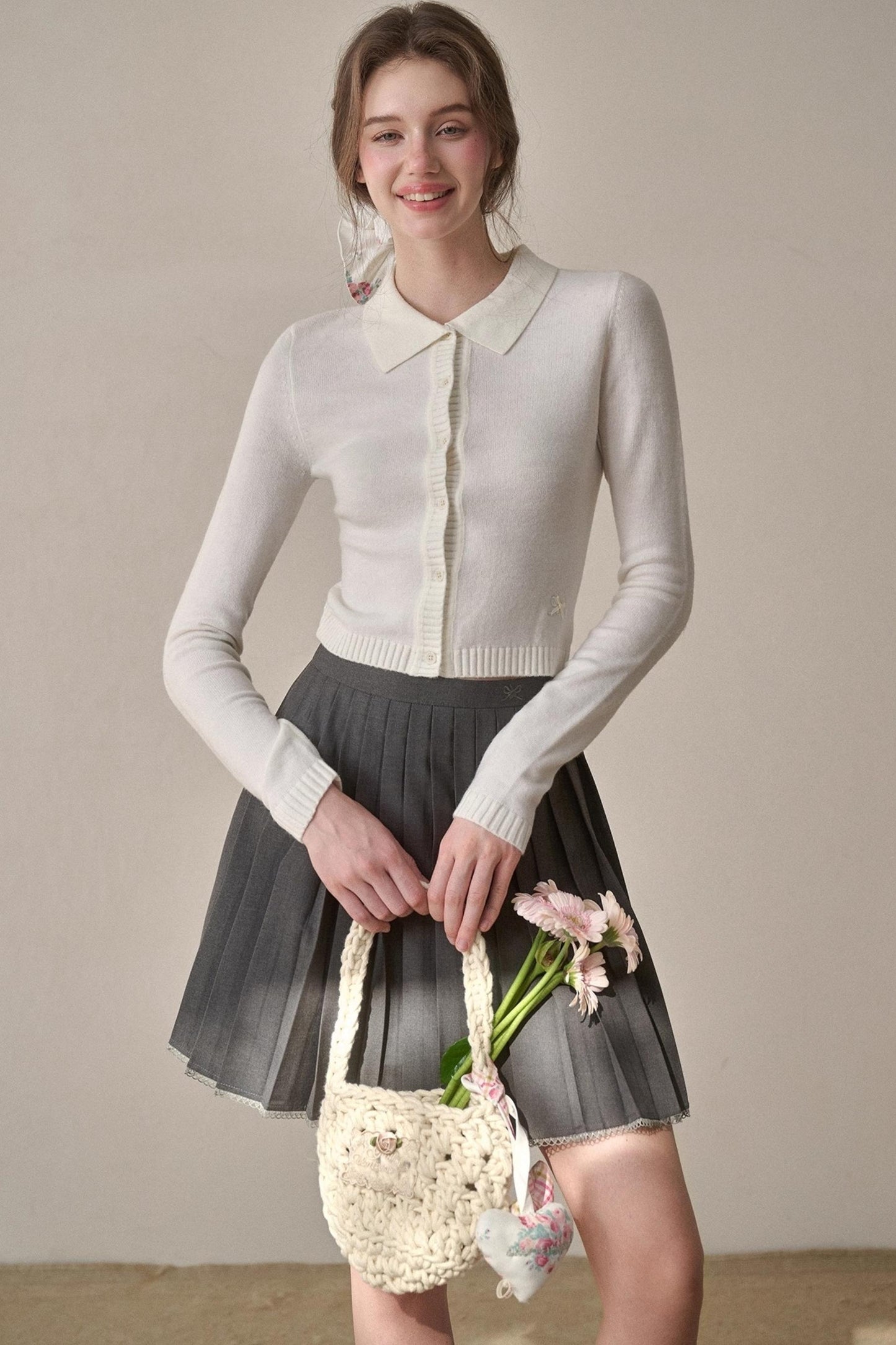 Gray Pleated Skirt