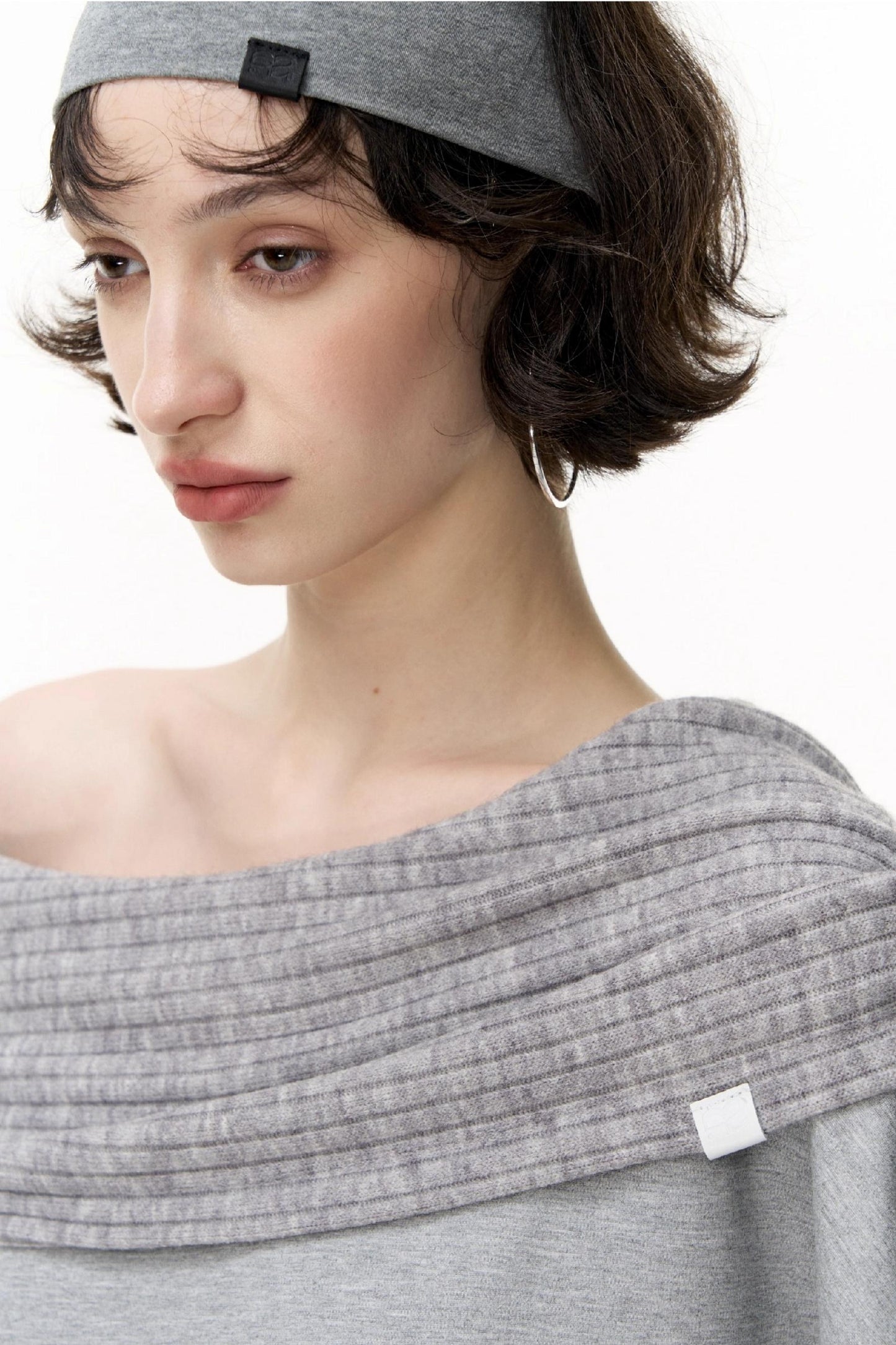 Slanted Shoulder Loose Pullover Sweatshirt