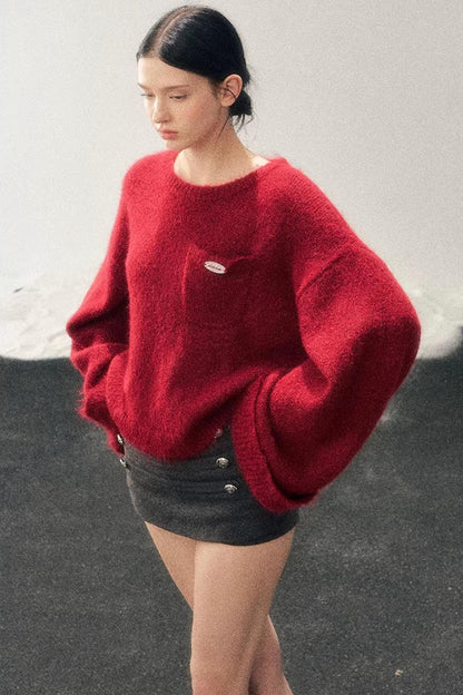 Winter Mohair Red Sweater