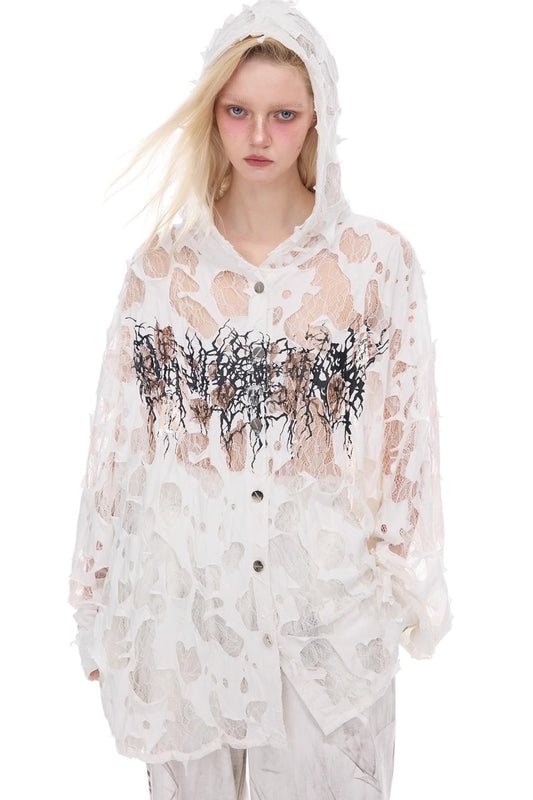 Thorned Lace Hooded Top