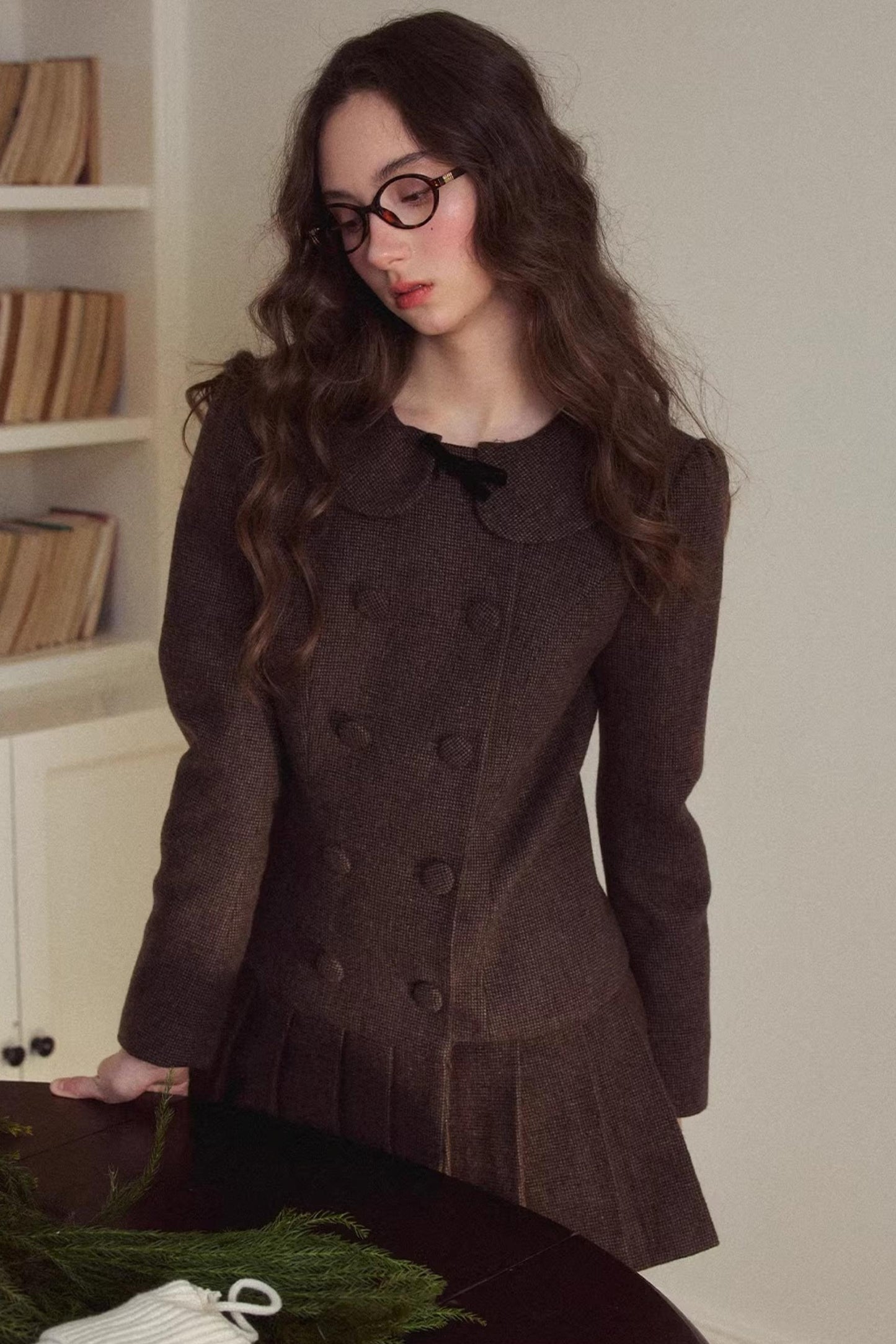 Retro Houndstooth Pleated Dress