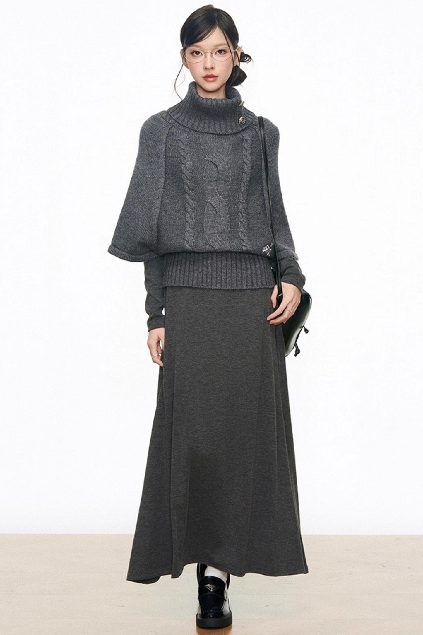 Silver Button Knitwear Dress Set-Up