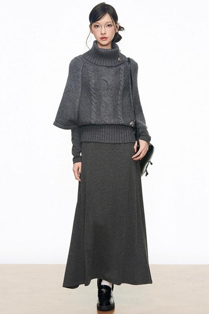 Silver Button Knitwear Dress Set-Up