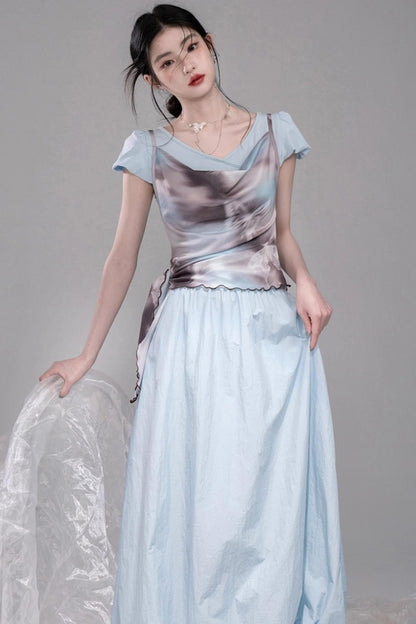 Twilight Sky Blue Swing Dress Set-Up