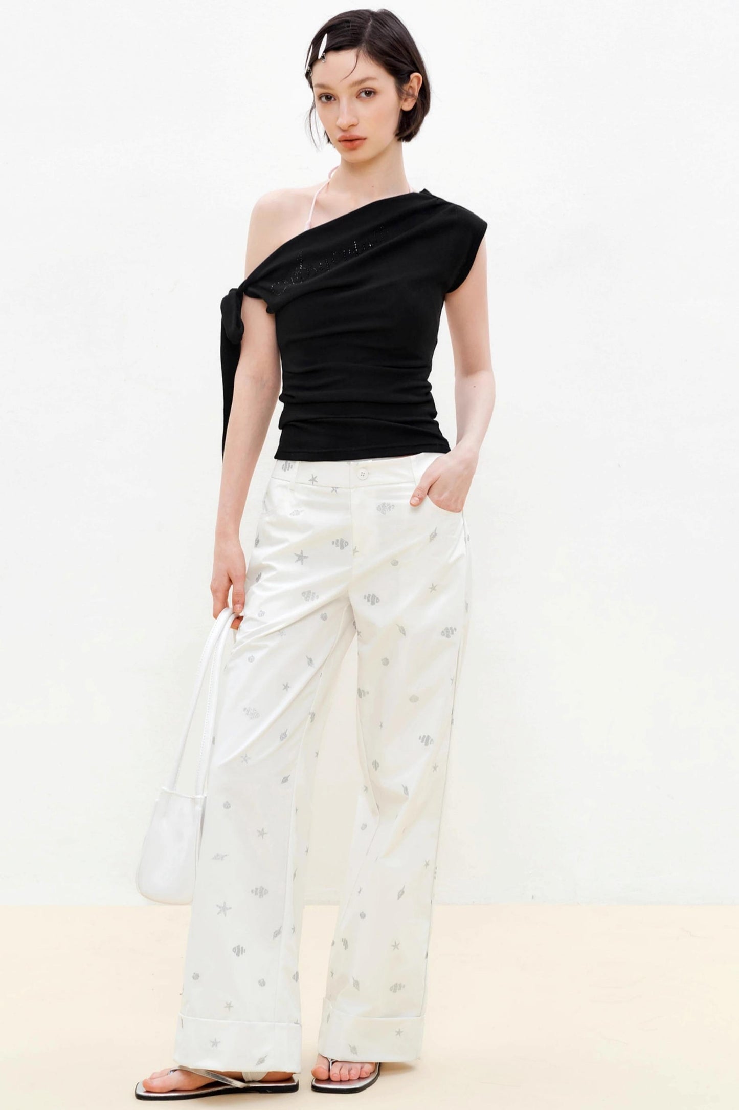 White Summer High-Waisted Straight Jeans