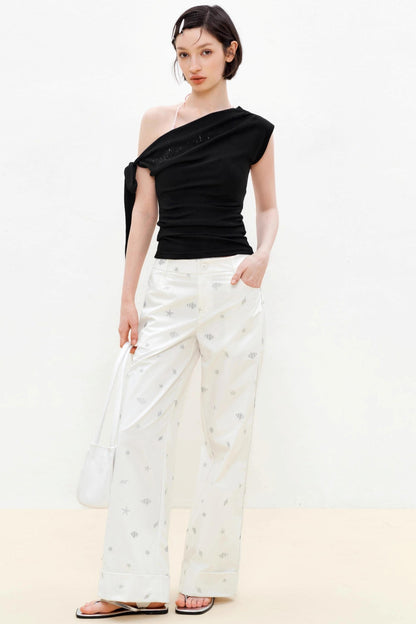 White Summer High-Waisted Straight Jeans