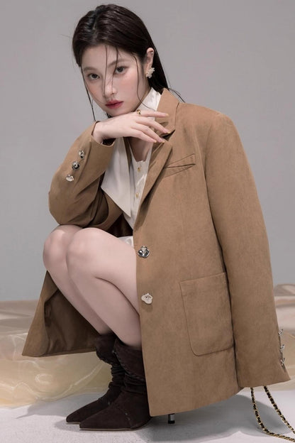 Autumn Velvet Brown Coat