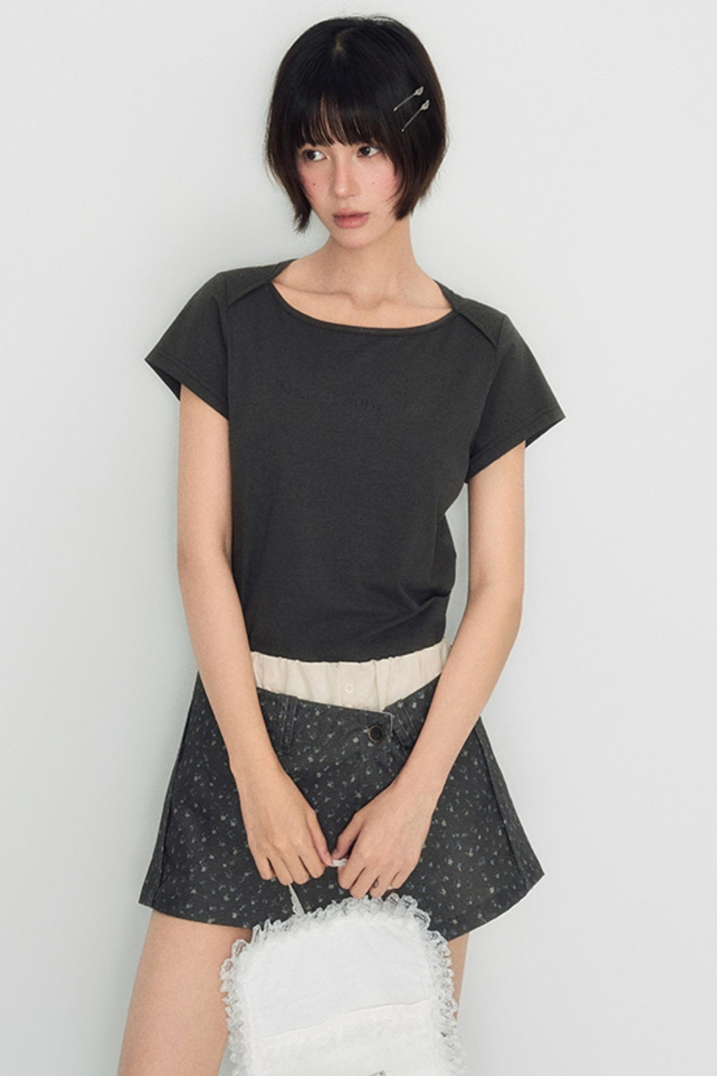 Flocked Slim Crop Top