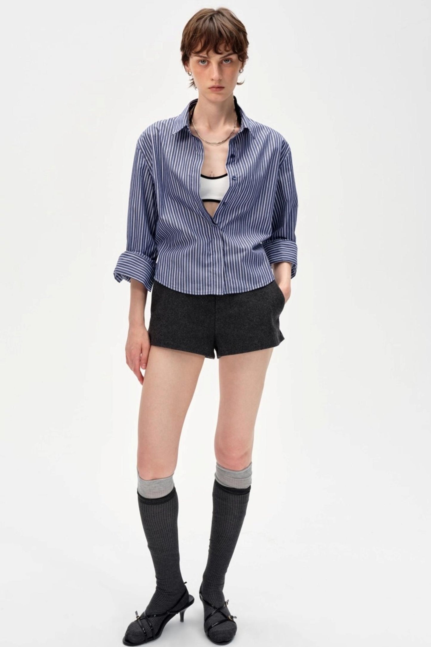 Blue and White Striped Shirt