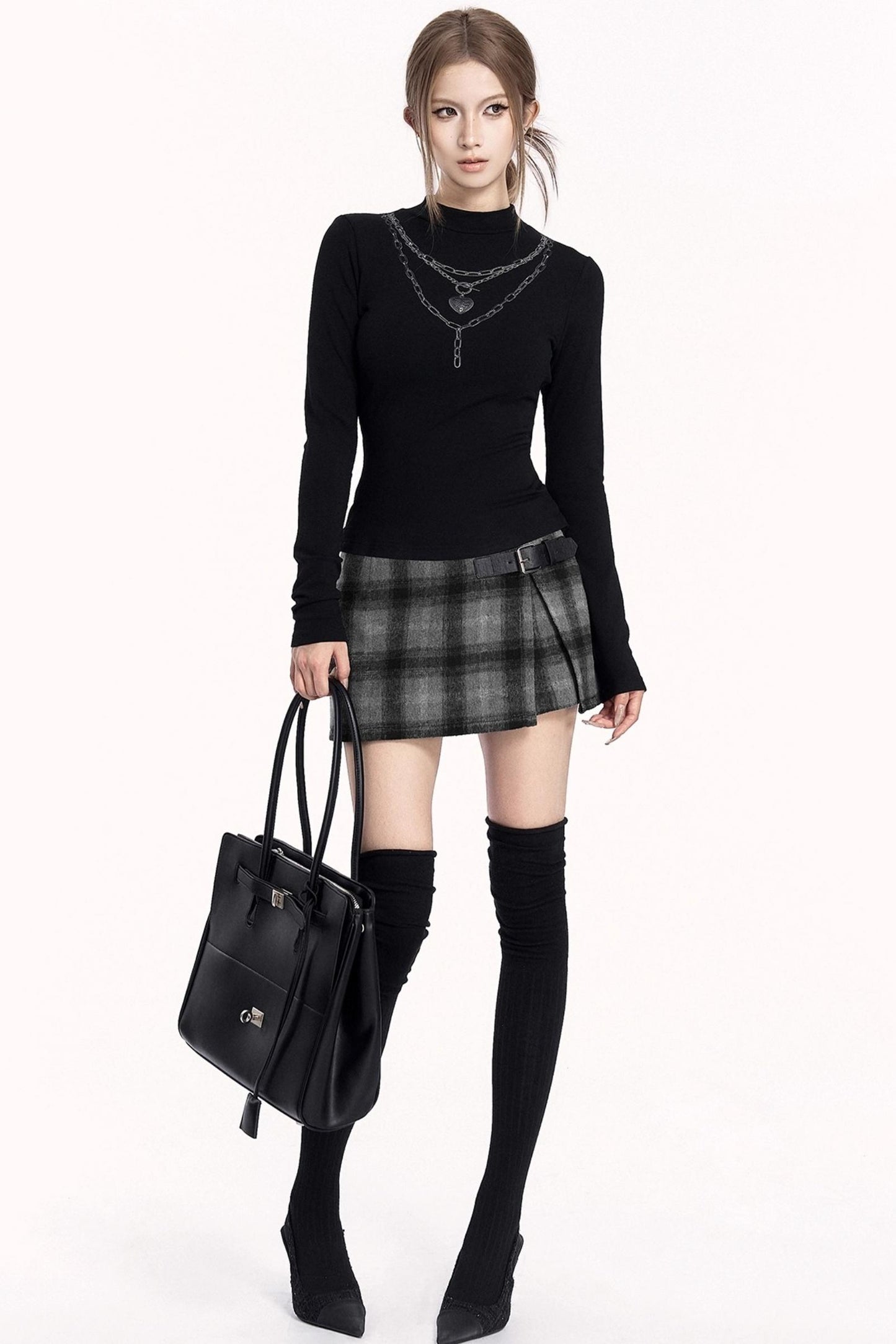 Plaid Woolen Trouser Skirt