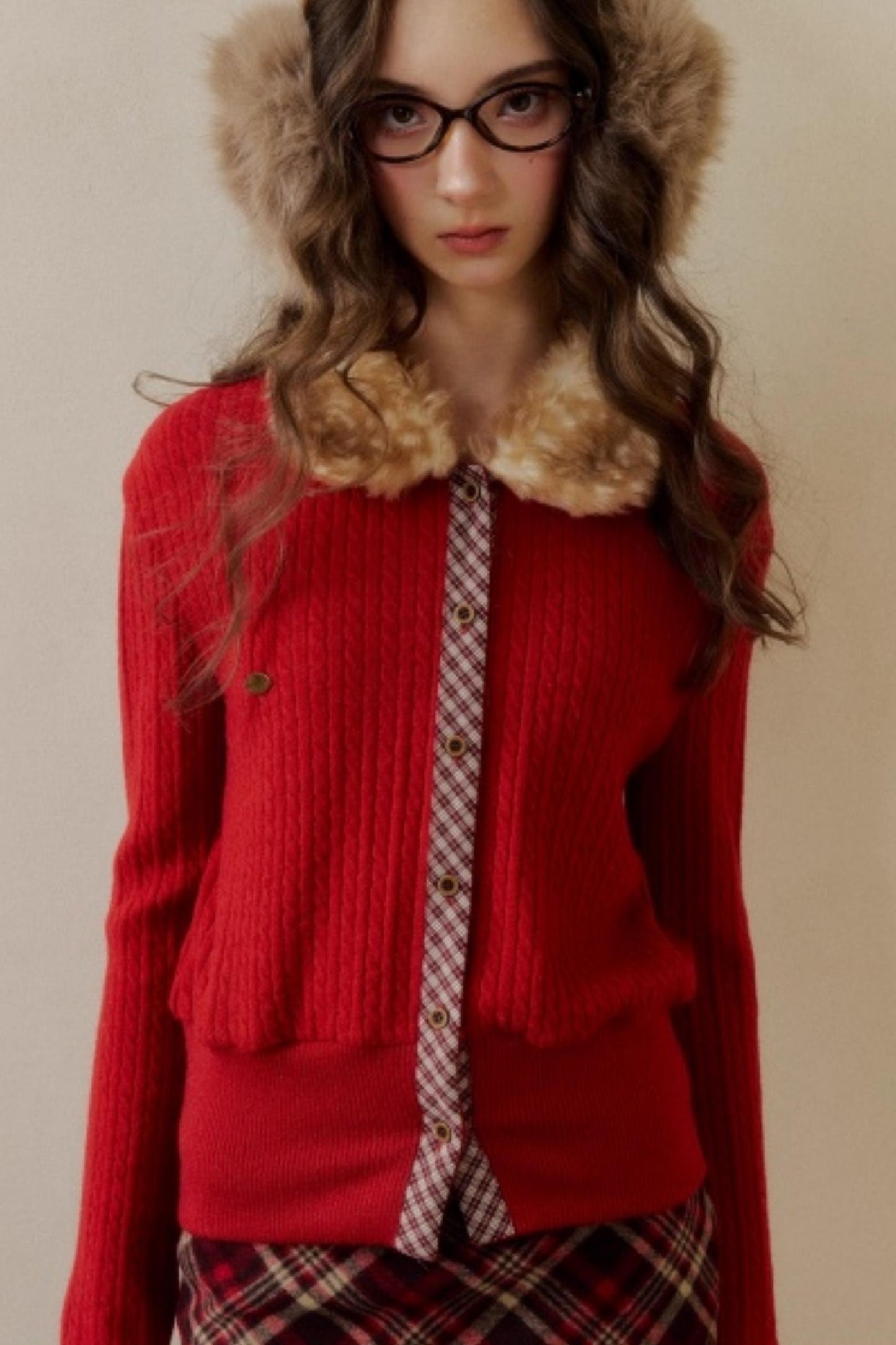 Retro Reindeer Plaid Sweater