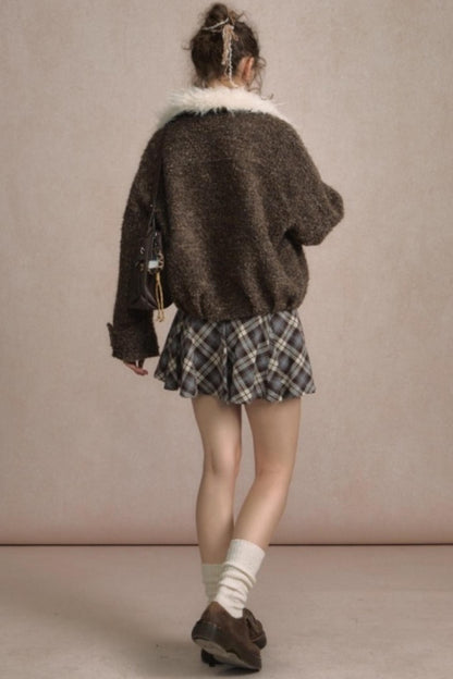 Vintage Wool Stand-Up Collar Short Jacket