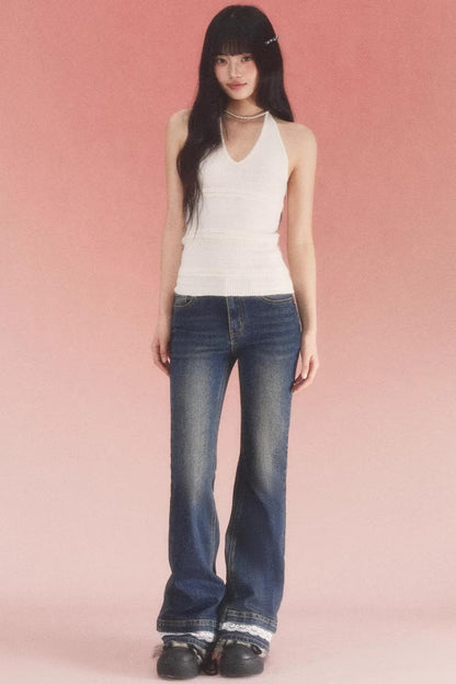 Retro Distressed Lace Jeans