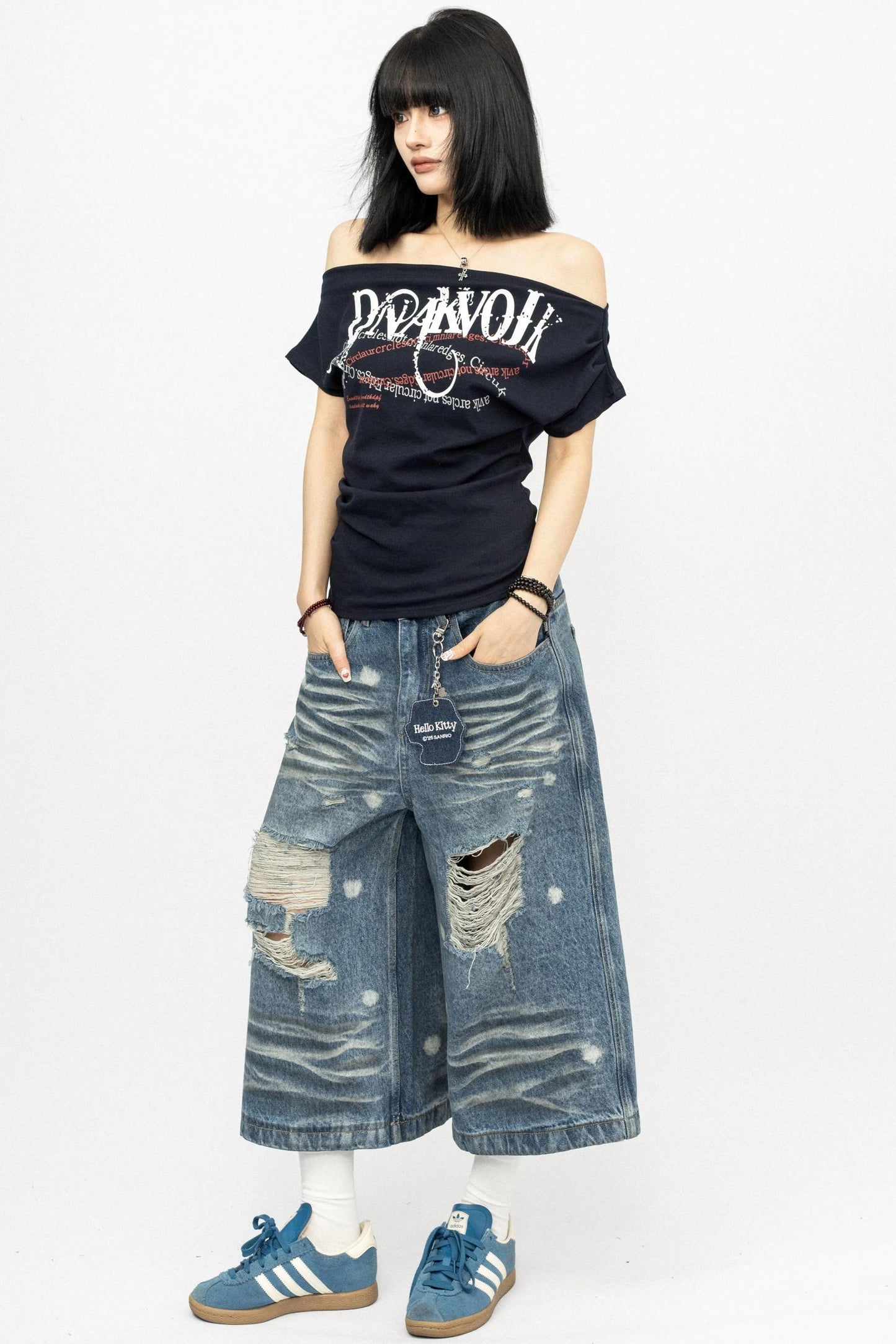 Summer Shoulder Letters T-Shirt