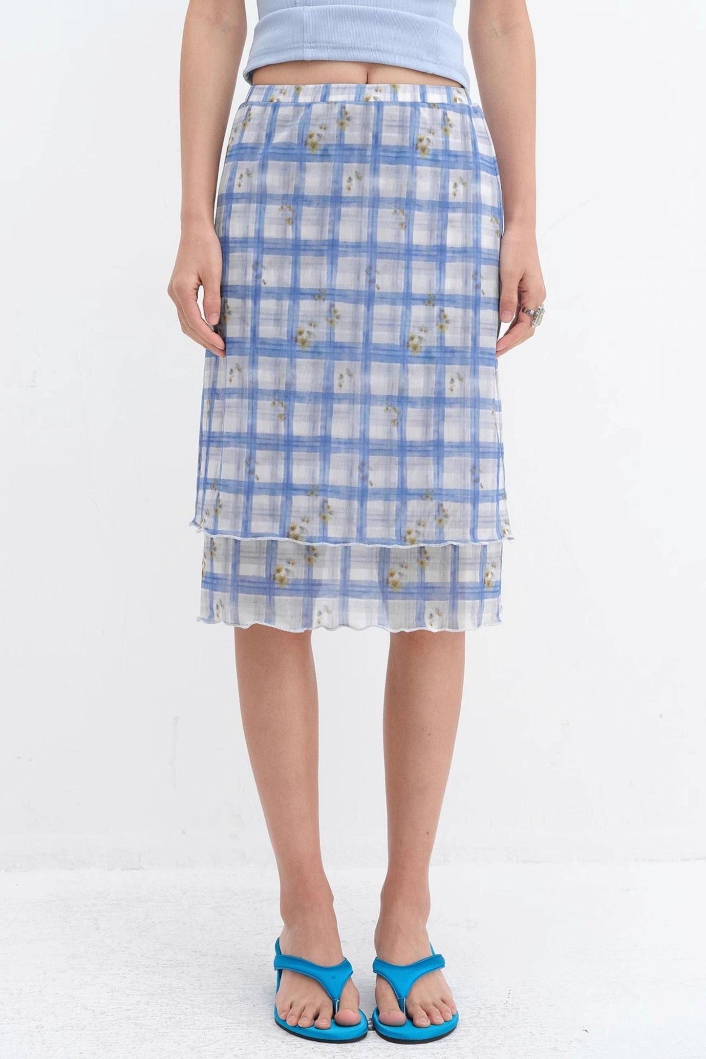 Vibrant Floral Mesh Skirt