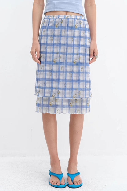Vibrant Floral Mesh Skirt