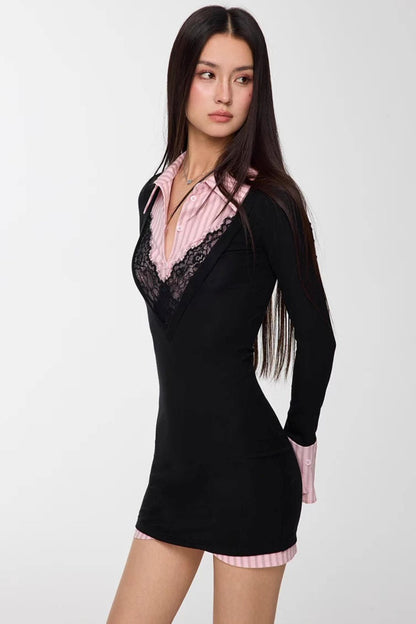 Patchwork Striped Bodycon Dress