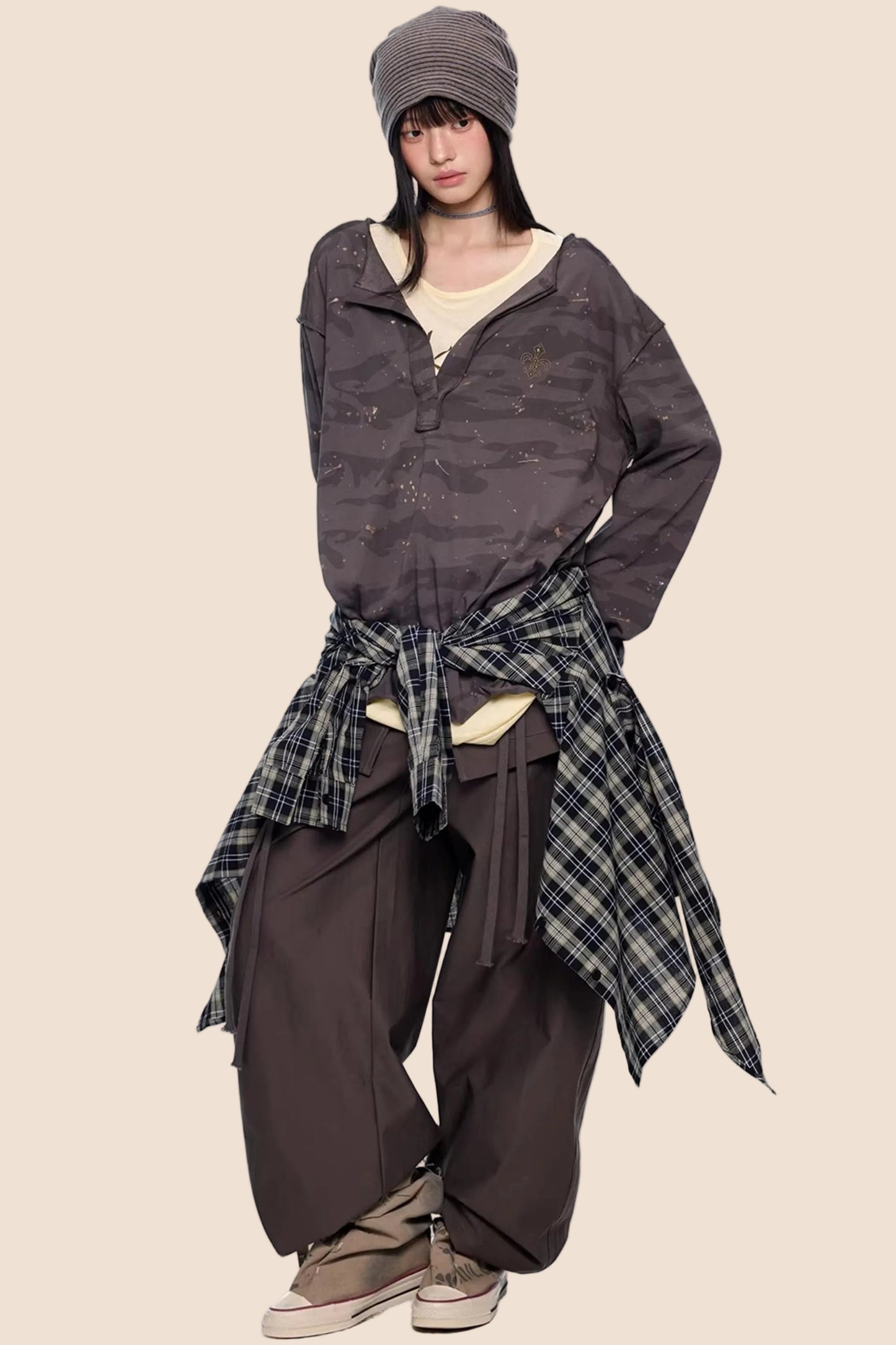 Blouse V-Cou Retro Camouflage