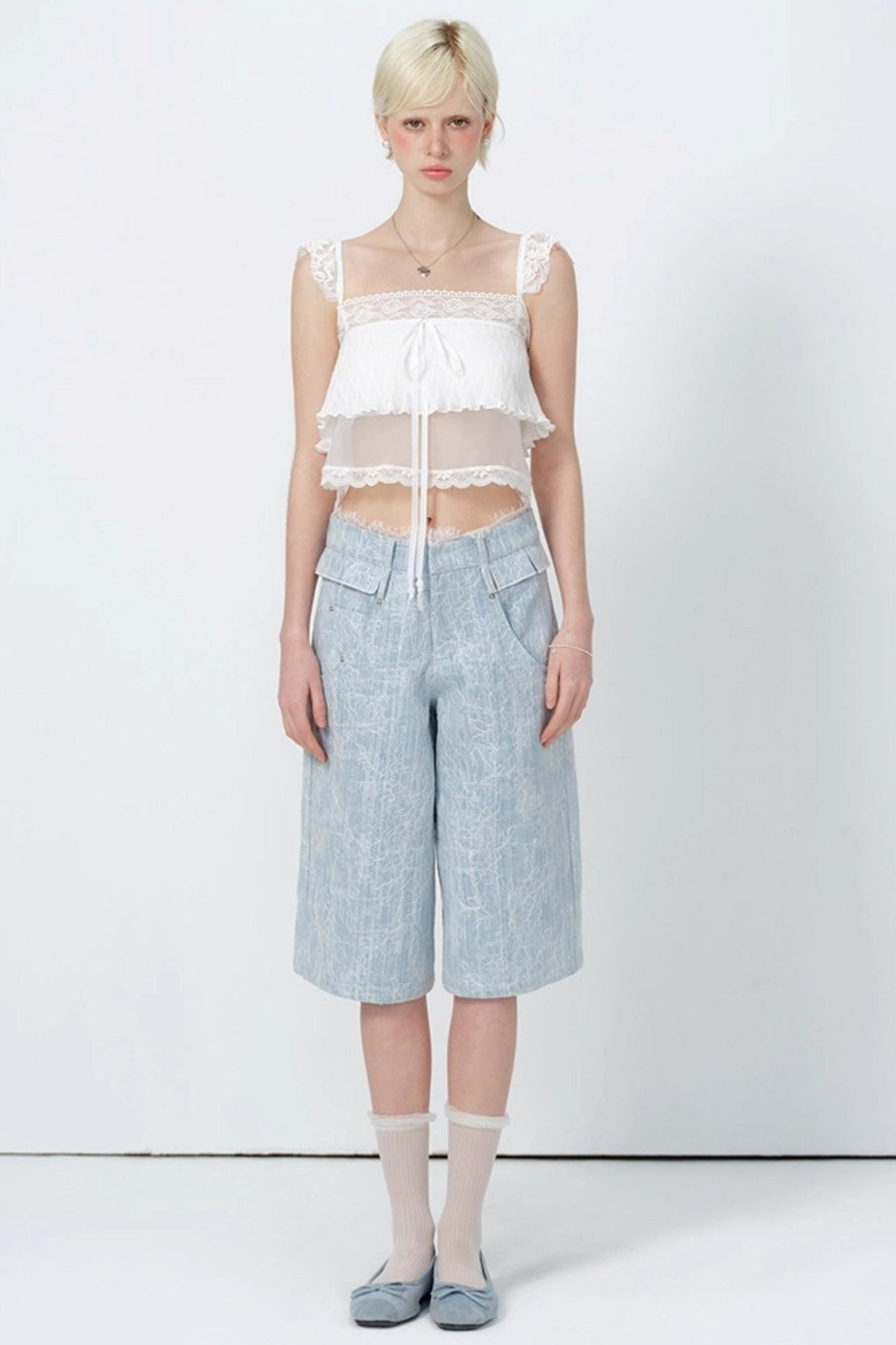 Summer Lace High-Waist Wide-Leg Pants