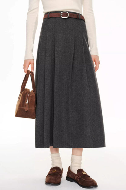 French Woolen Pleated Skirt