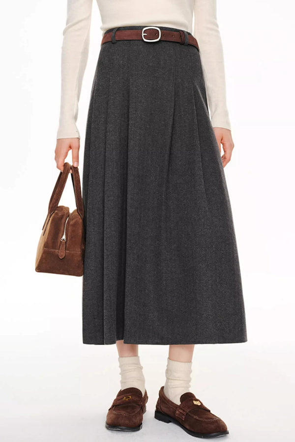 French Woolen Pleated Skirt