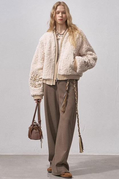 Lamb Wool Paisley Parka Jacket